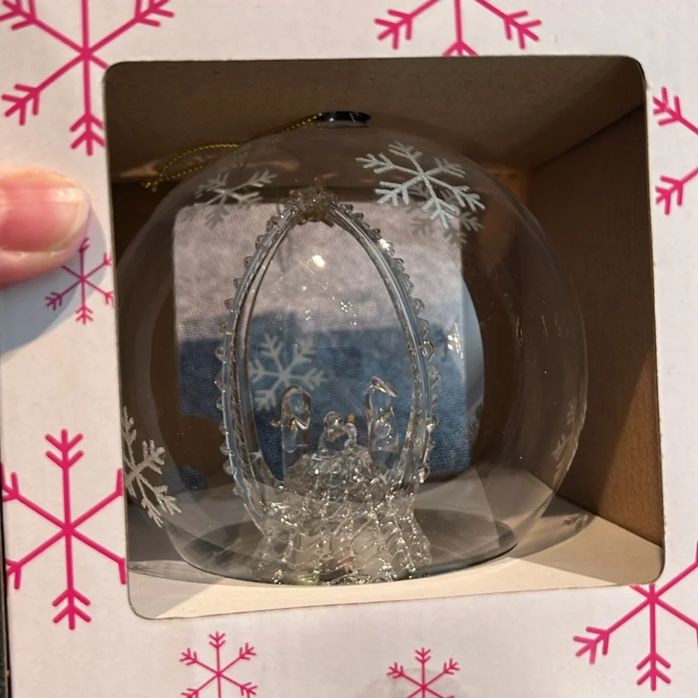 Robert Stanley Glass Nativity Ornament with Color-Changing LED